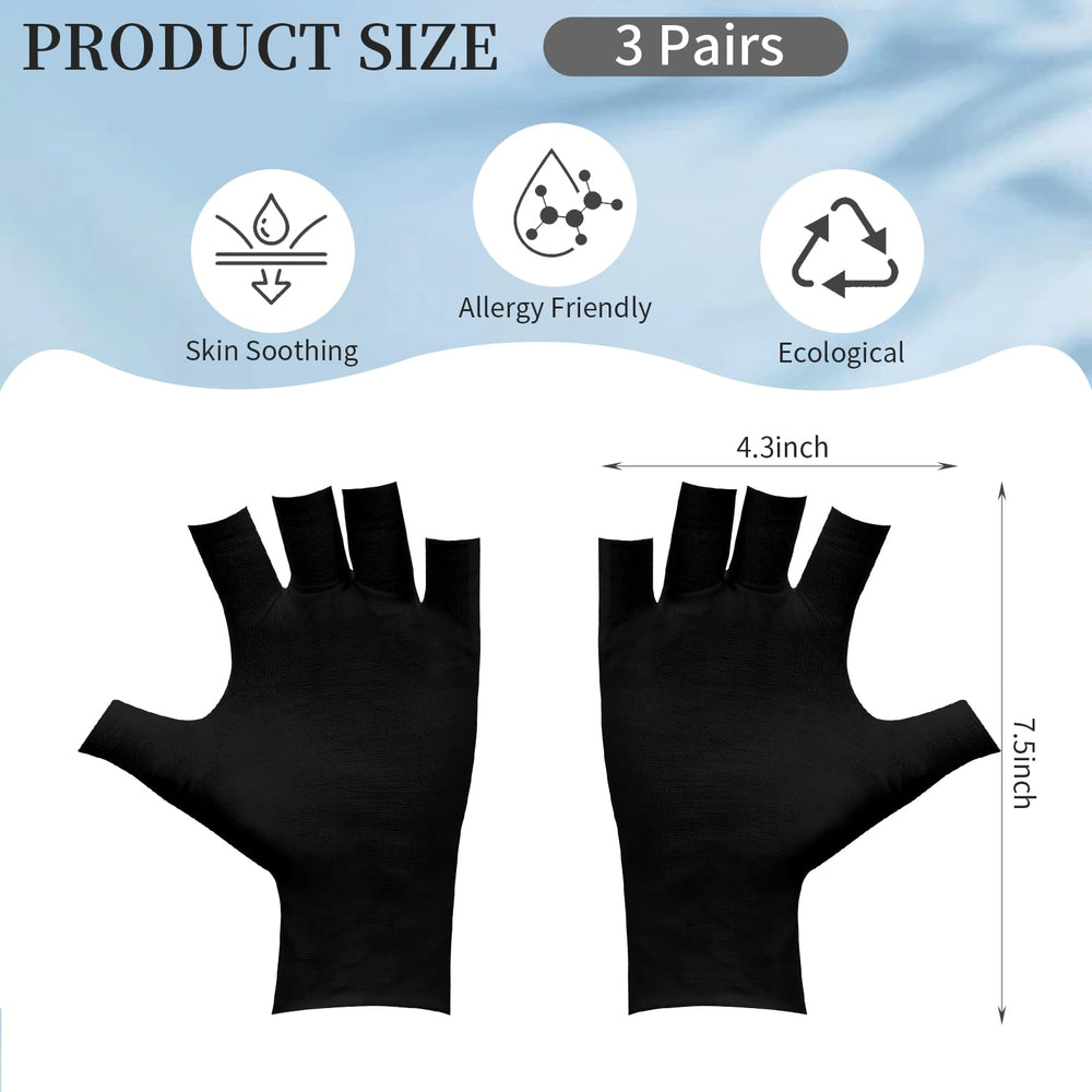 Clofiak black fingerless gloves designed for eczema-prone skin during daily use.