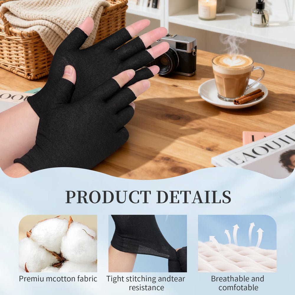 Clofiak soft cotton gloves with open fingertips for smartphone access.