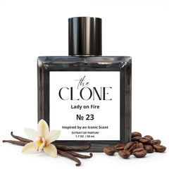 Clone Lady on Fire 23 bottle front, bold evening fragrance for confident styling.