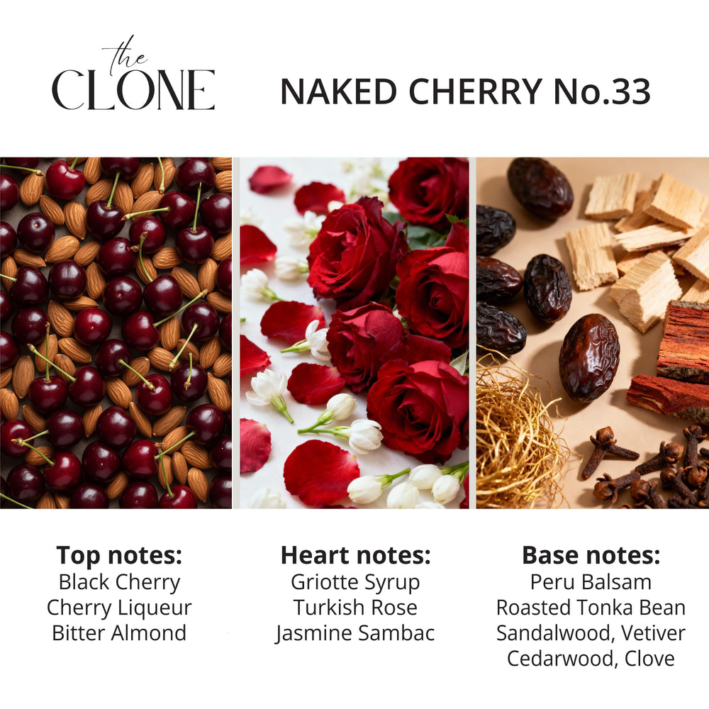 Clone Naked Cherry 33 spray captures effortless elegance for daytime to evening wear