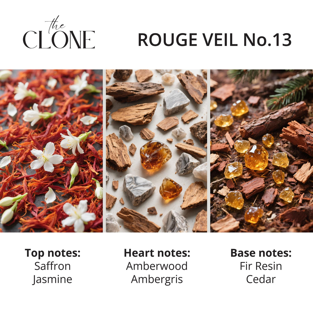 Clone Rouge Veil 13 cap closeup emphasizes refined design and scent quality.