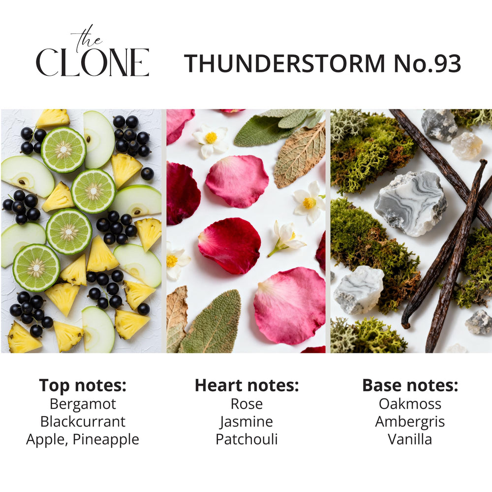 Clone Thunderstorm 93 bottle with cap closed, premium look for gifting and refined personal style.