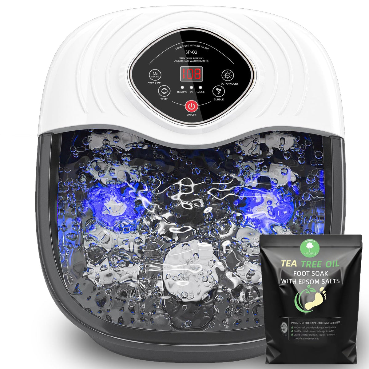 Closewave Foot Spa with heat control delivers a warm, relaxing soak.