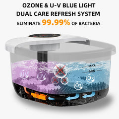 Closewave Foot Spa with UV bubbles refreshes water for a clean-feet experience.