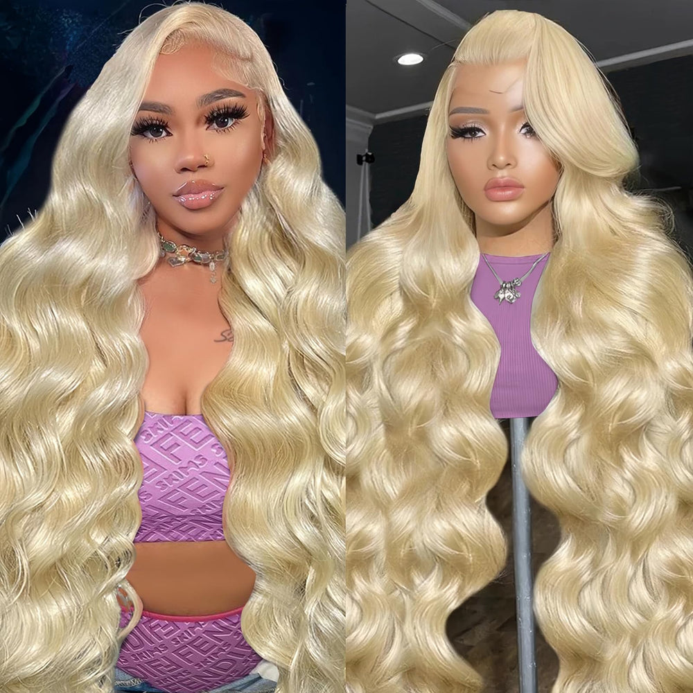 Cloudeer 28-inch 613 lace front wig in blonde with full density for natural-looking volume.