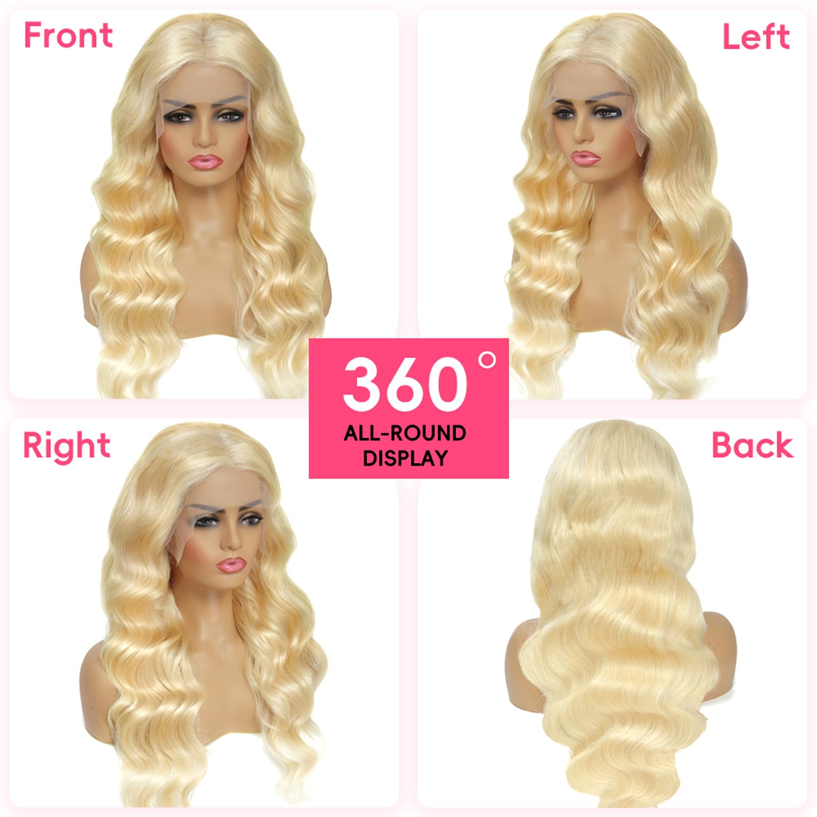Cloudeer blonde 613 wig shown dyed and curled for various looks.
