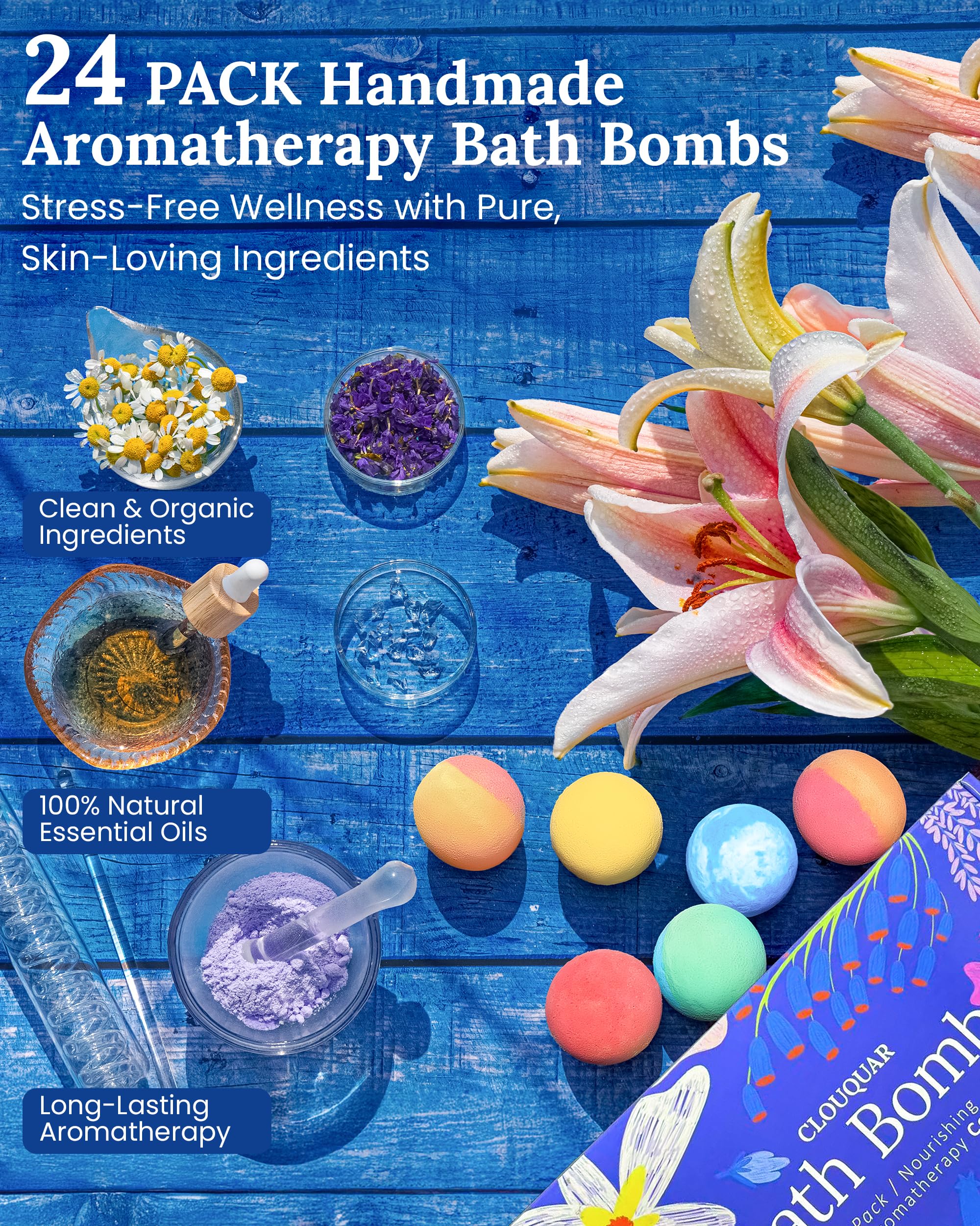 Magnolia-scent CLOUQUAR bath bomb offering a luxurious, comforting soak.