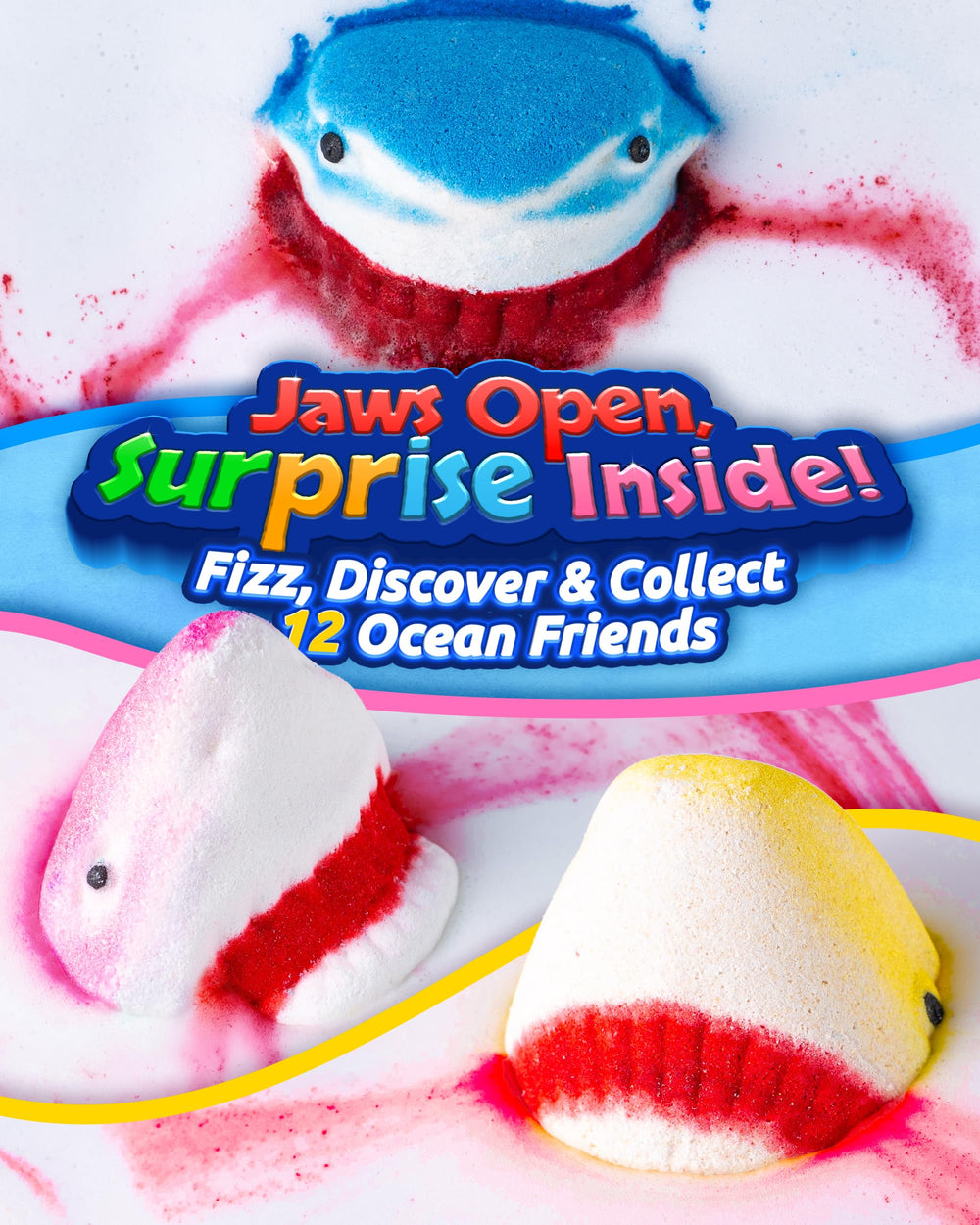 CLOUQUAR shark bath bombs glow-toy-inside reveals glow-in-the-dark sea friend.