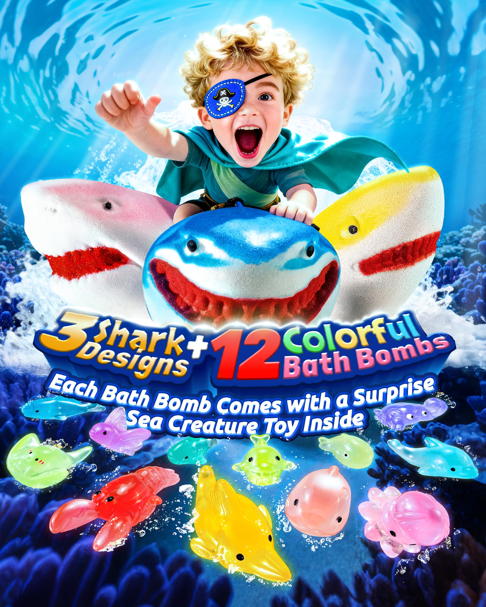 CLOUQUAR shark bath bombs jawsome-show delivers red bubbly fizz for engaging bath time.