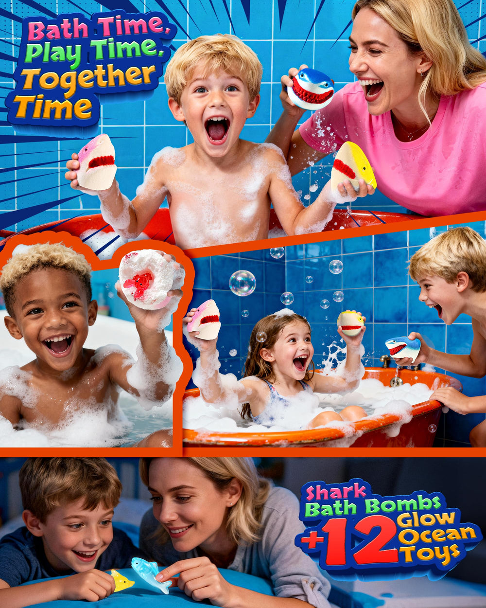 CLOUQUAR shark bath bombs kid-friendly-safe design supports fun, worry-free baths.