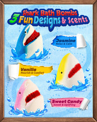 CLOUQUAR shark bath bombs natural-ingredients with grapeseed oil and shea butter for gentle skin.