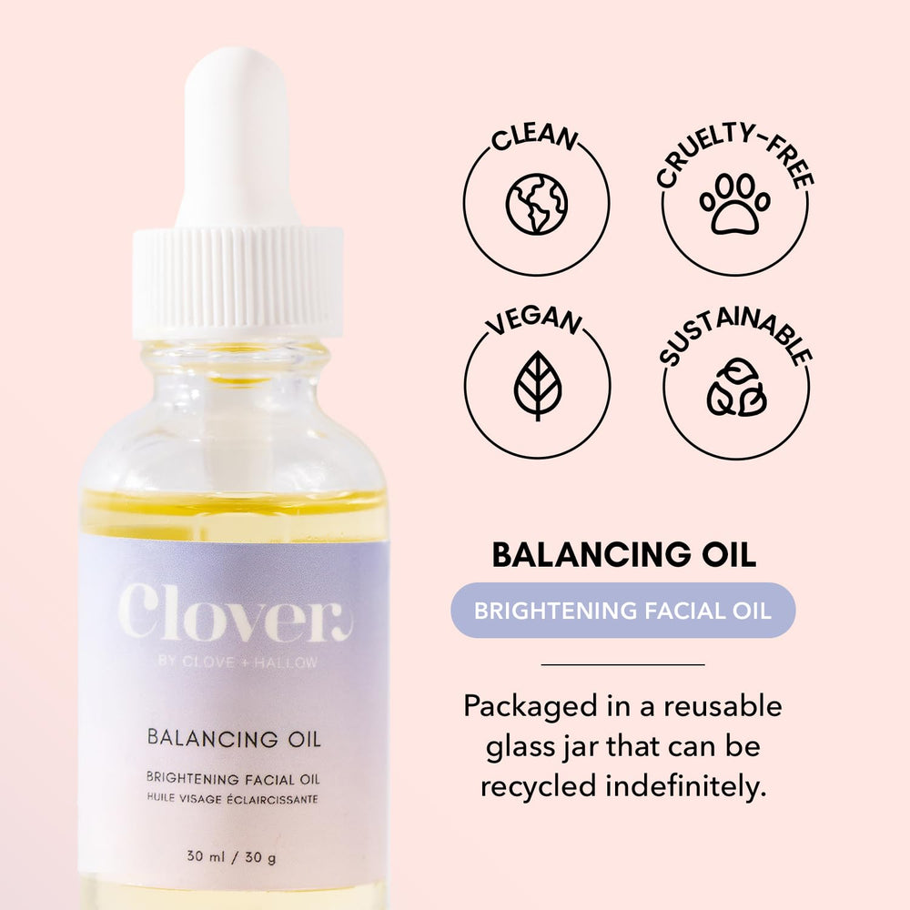 Clover Balancing Oil with rosehip and argan oils for nourishing ingredients
