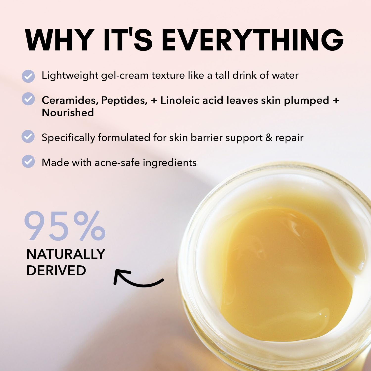 Clover Balancing Water Balm jar closeup reveals smooth gel-cream texture.