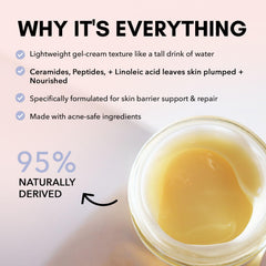 Clover Balancing Water Balm jar closeup reveals smooth gel-cream texture.