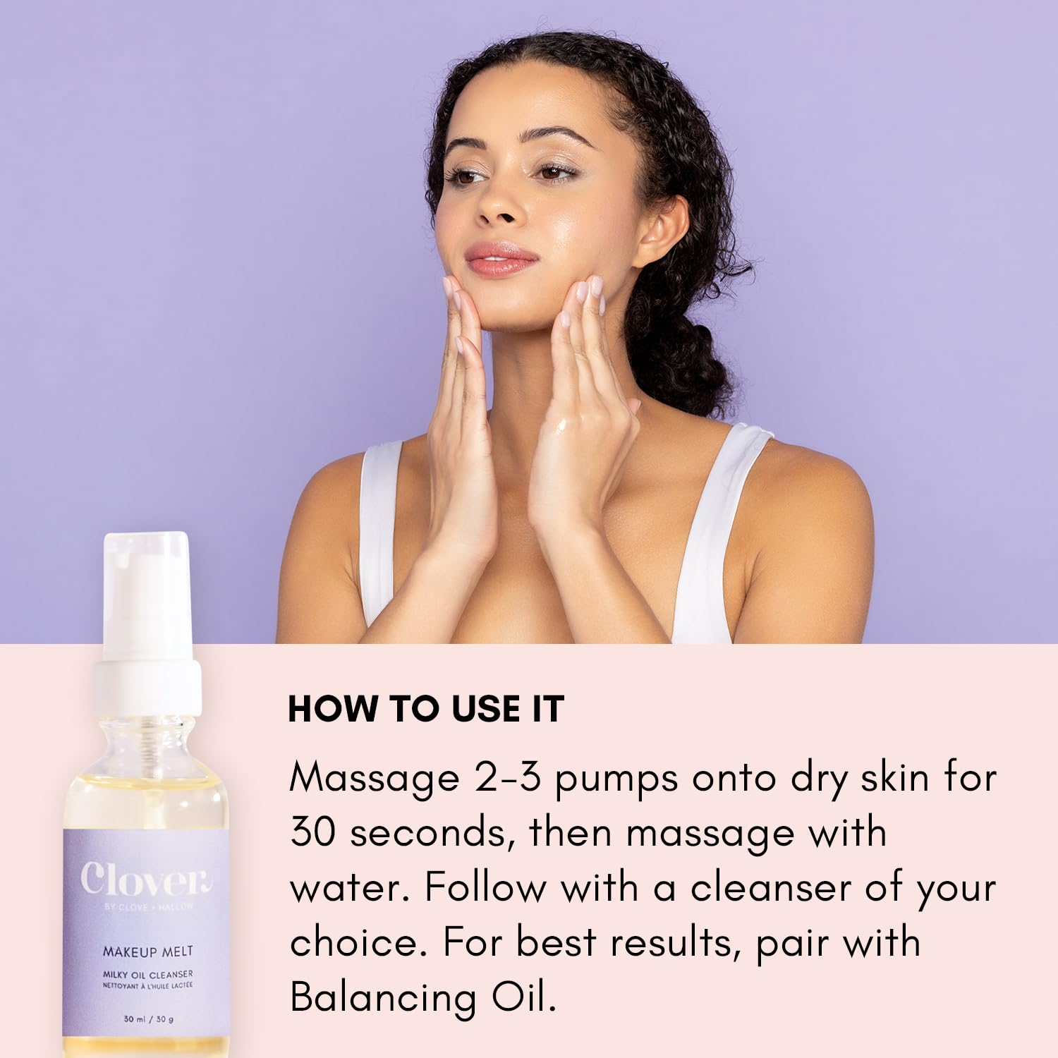 Clover vegan formula, fragrance-free for sensitive skin.