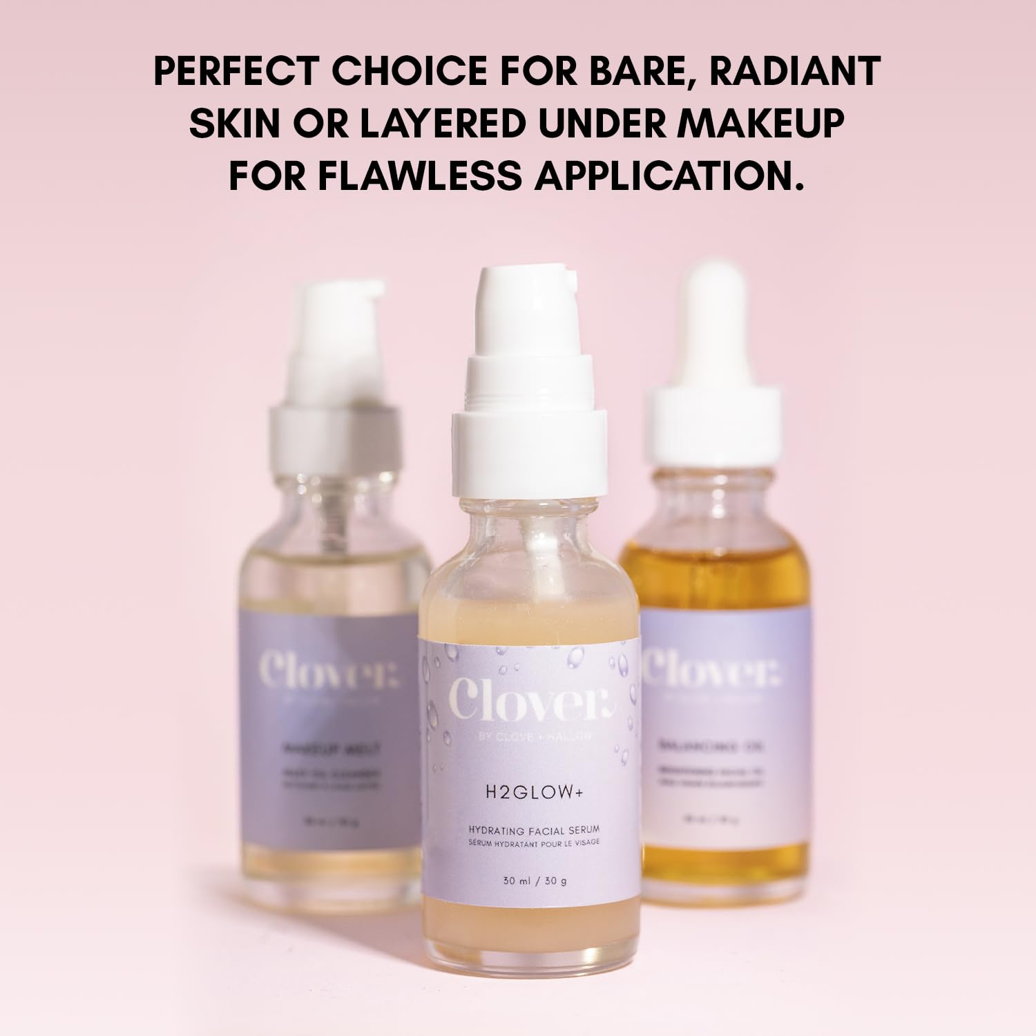 Clover H2Glow+ application on skin demonstrates quick hydration.