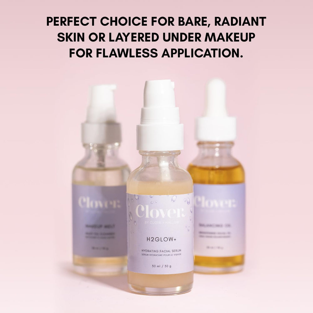 Clover H2Glow+ application on skin demonstrates quick hydration.