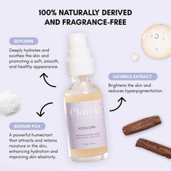 Clover H2Glow+ texture swirl reveals creamy, nourishing formula.