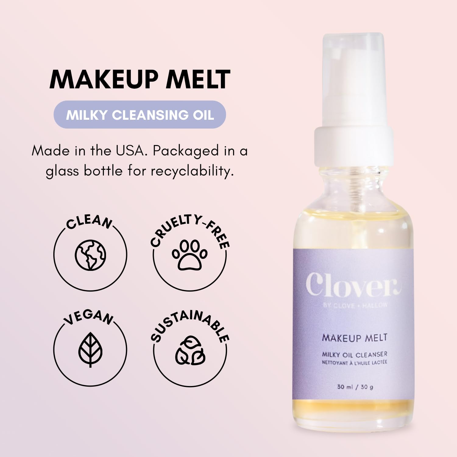 Clover Makeup Melt applied on dry skin to start emulsification.