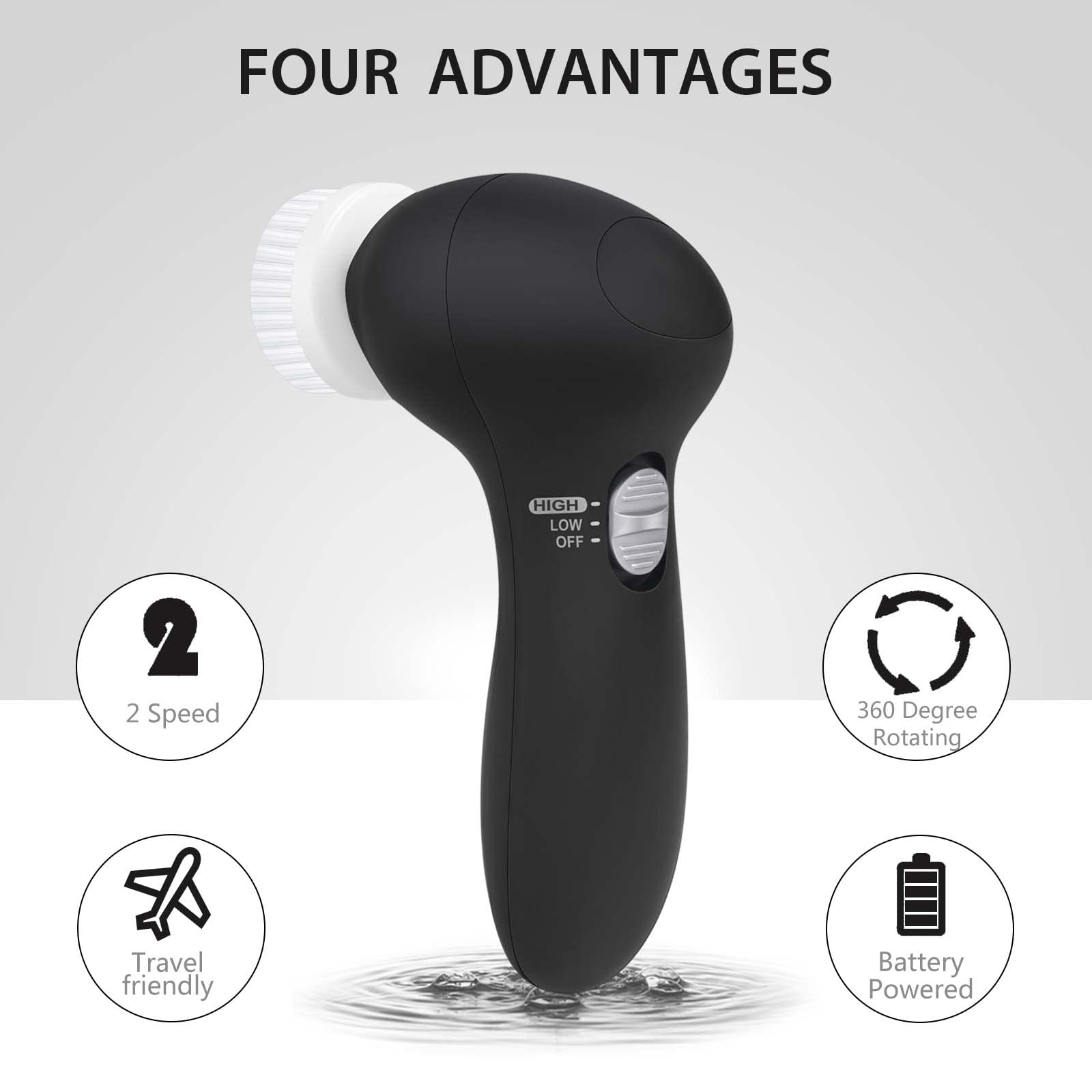 CLSEVXY brush head variety highlights two speeds for gentle to deep cleansing.