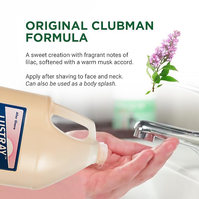 Clubman Lustray Lilac cap detail with classic packaging.
