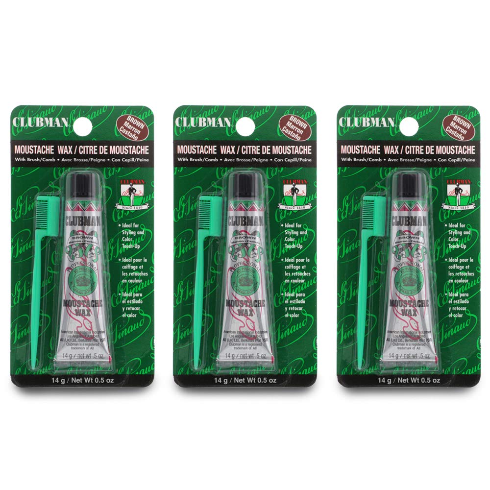 Clubman moustache wax brown tube for subtle color and easy styling