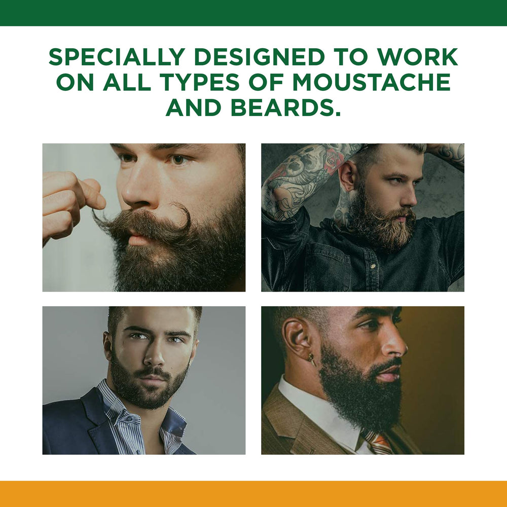 Applying Clubman mustache wax to shape and tame unruly hairs.