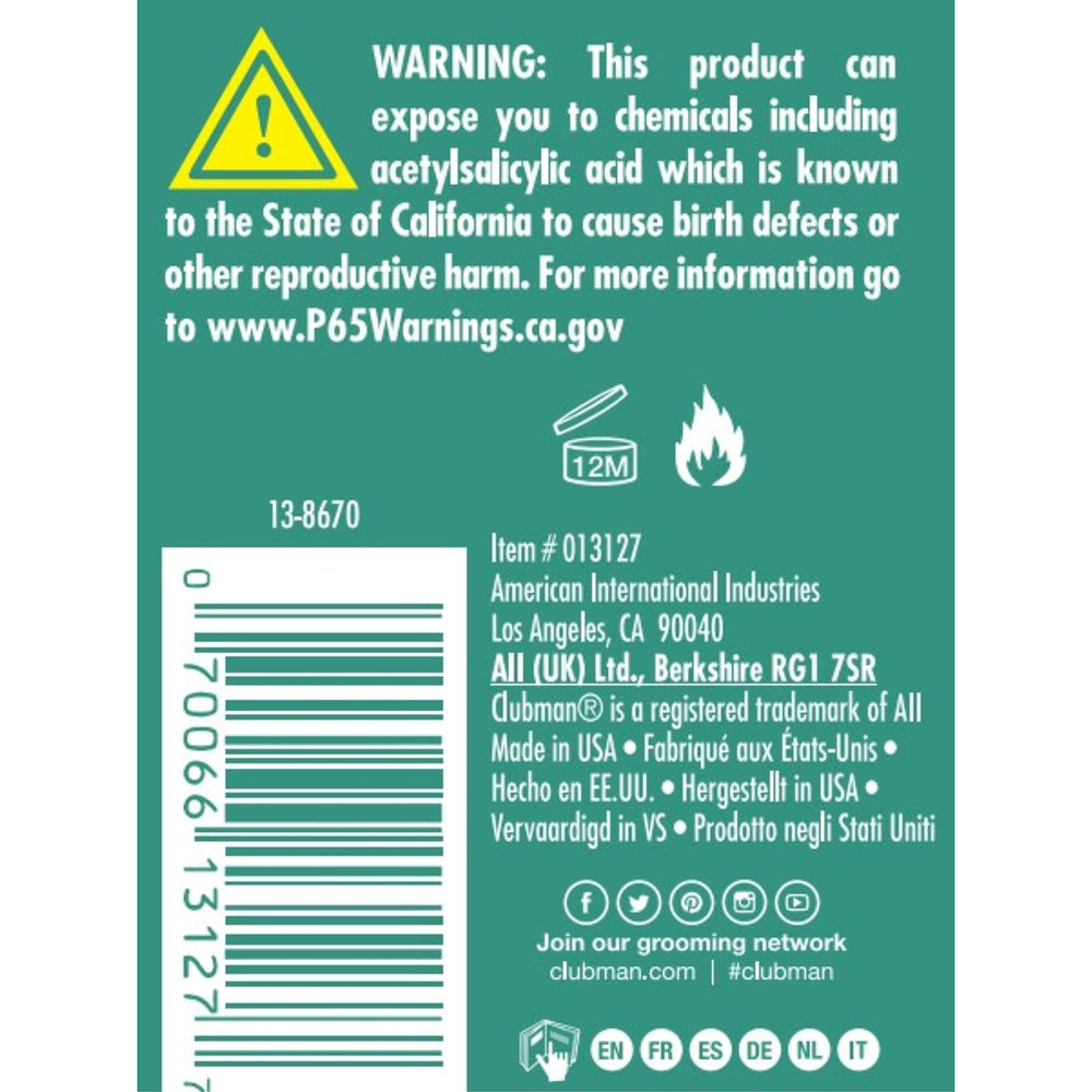 Clubman No Bumps Gel cruelty-free label on packaging.