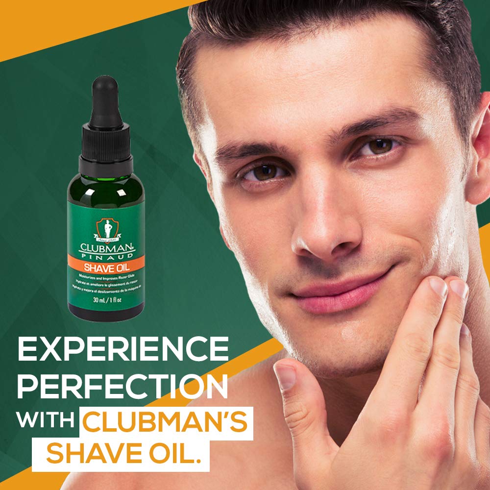 Clubman Pinaud Pre Shave Oil liquid-gold texture supports lightweight lubrication.