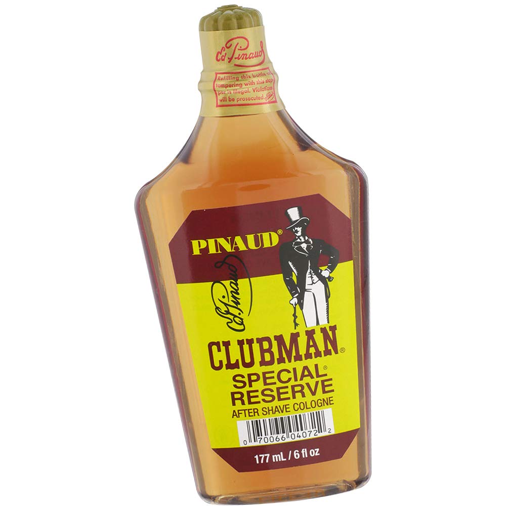 Clubman Special Reserve bottle on a wood surface showcasing a classic masculine fragrance