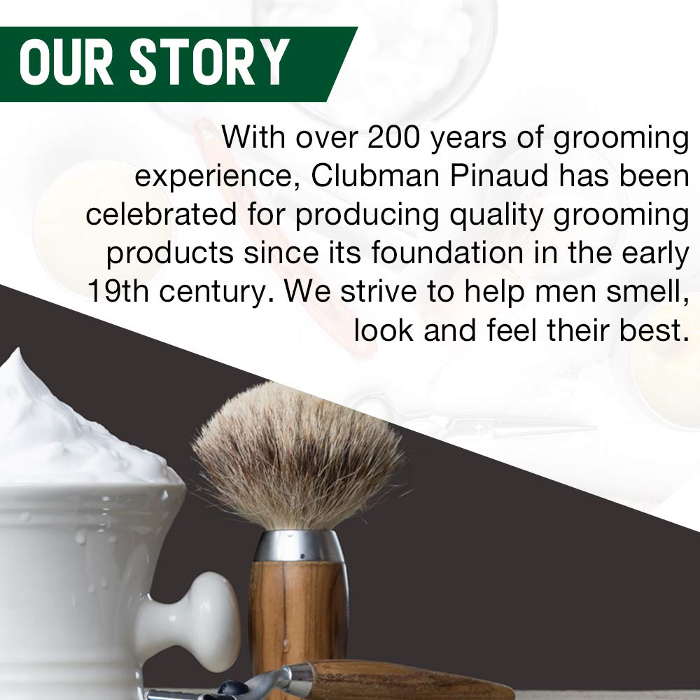 Packaging display of Clubman Special Reserve a trusted US made cruelty-free grooming staple