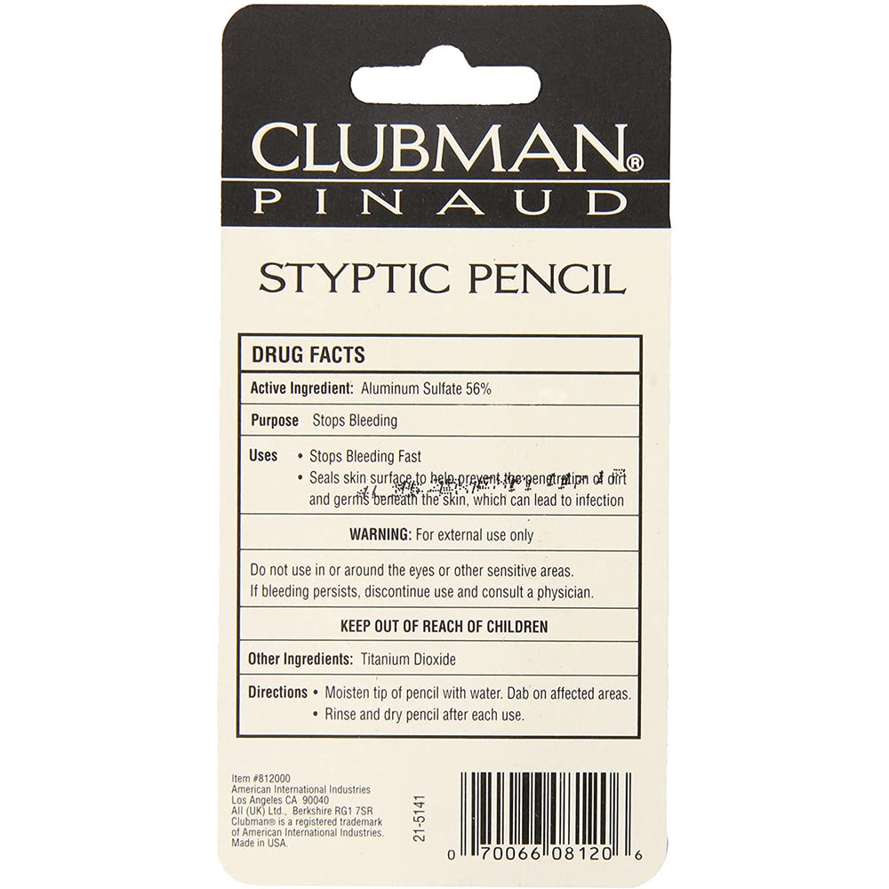 Compact protective case for Clubman Styptic Pencil guards your Dopp kit.