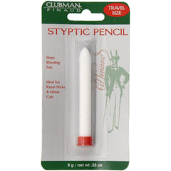 Clubman Styptic Pencil travel-size two-pack with case for quick nick relief during shaving.