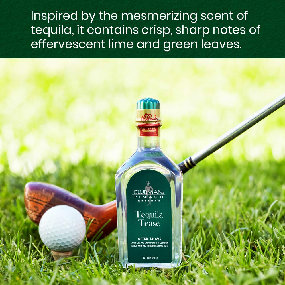 Clubman Tequila Tease aftershave bottle back with heritage details