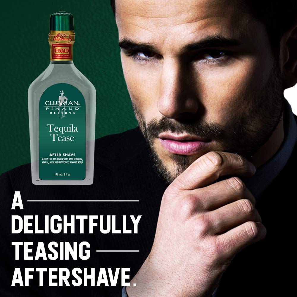 Clubman Tequila Tease aftershave bottle side view highlighting travel-friendly size