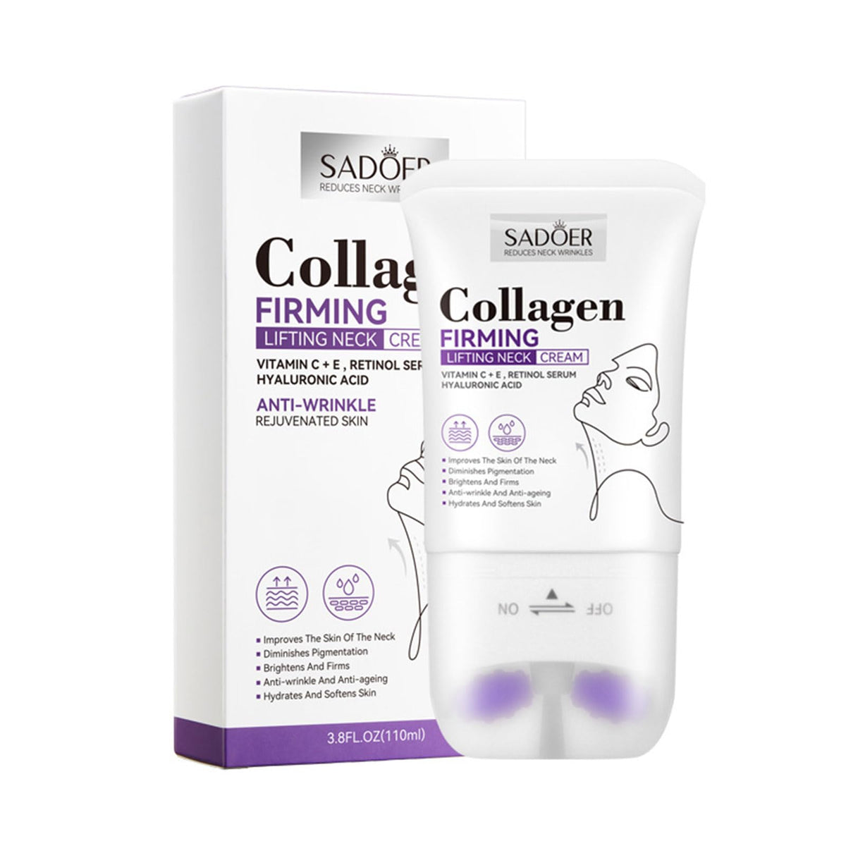 CLY AMS neck cream with double roller balls eases neck tension and promotes lymph flow.