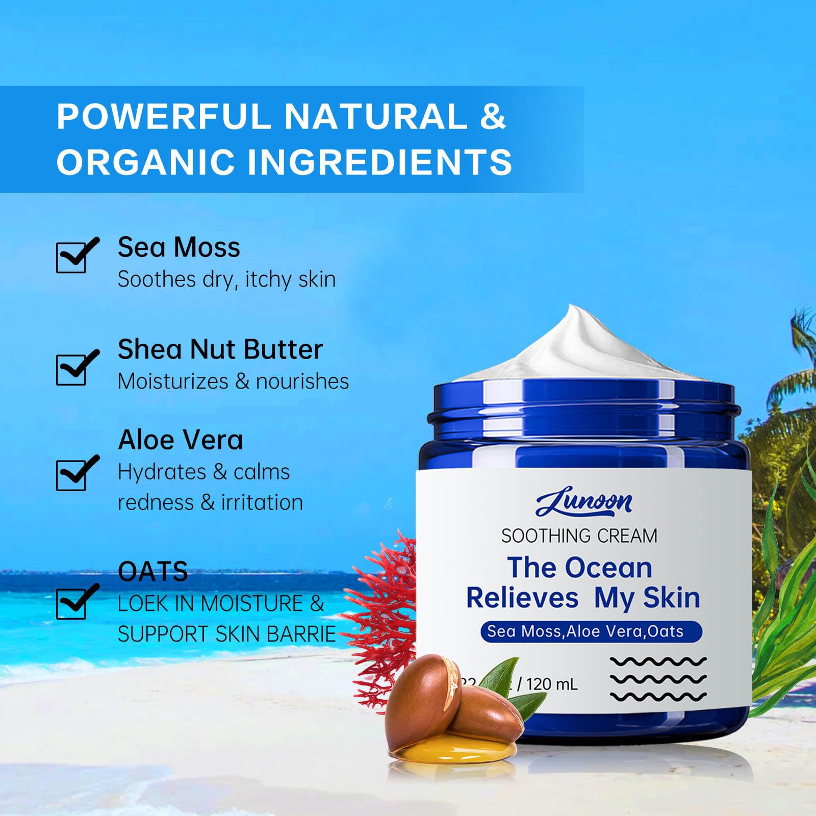 CLY AMS sea moss and oats illustration emphasizing nourishing care