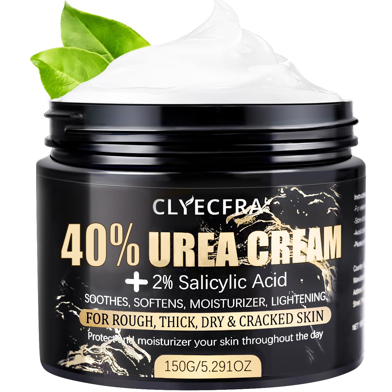 Clyecfra 40% Urea Cream for heel care showing hydration on dry skin.