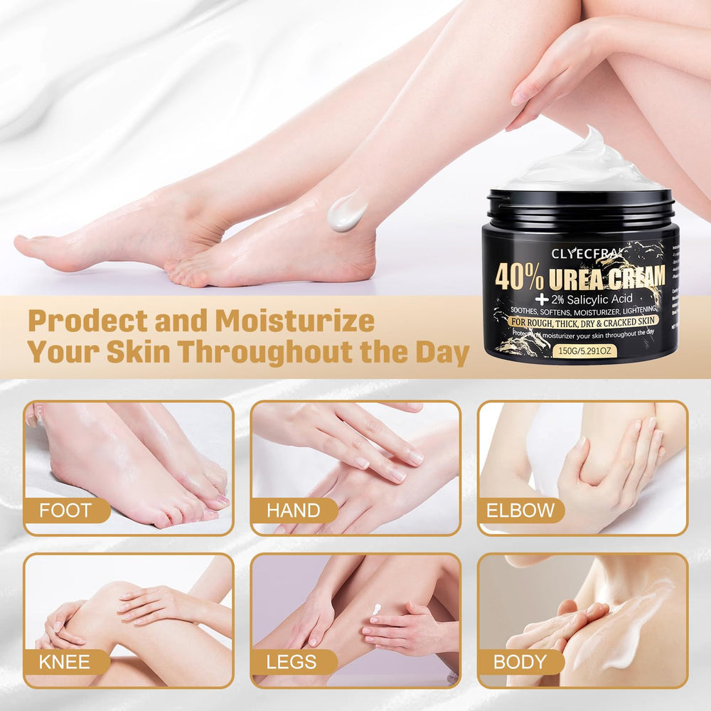 Dry skin on hands and feet being treated with Clyecfra daily moisturizer.