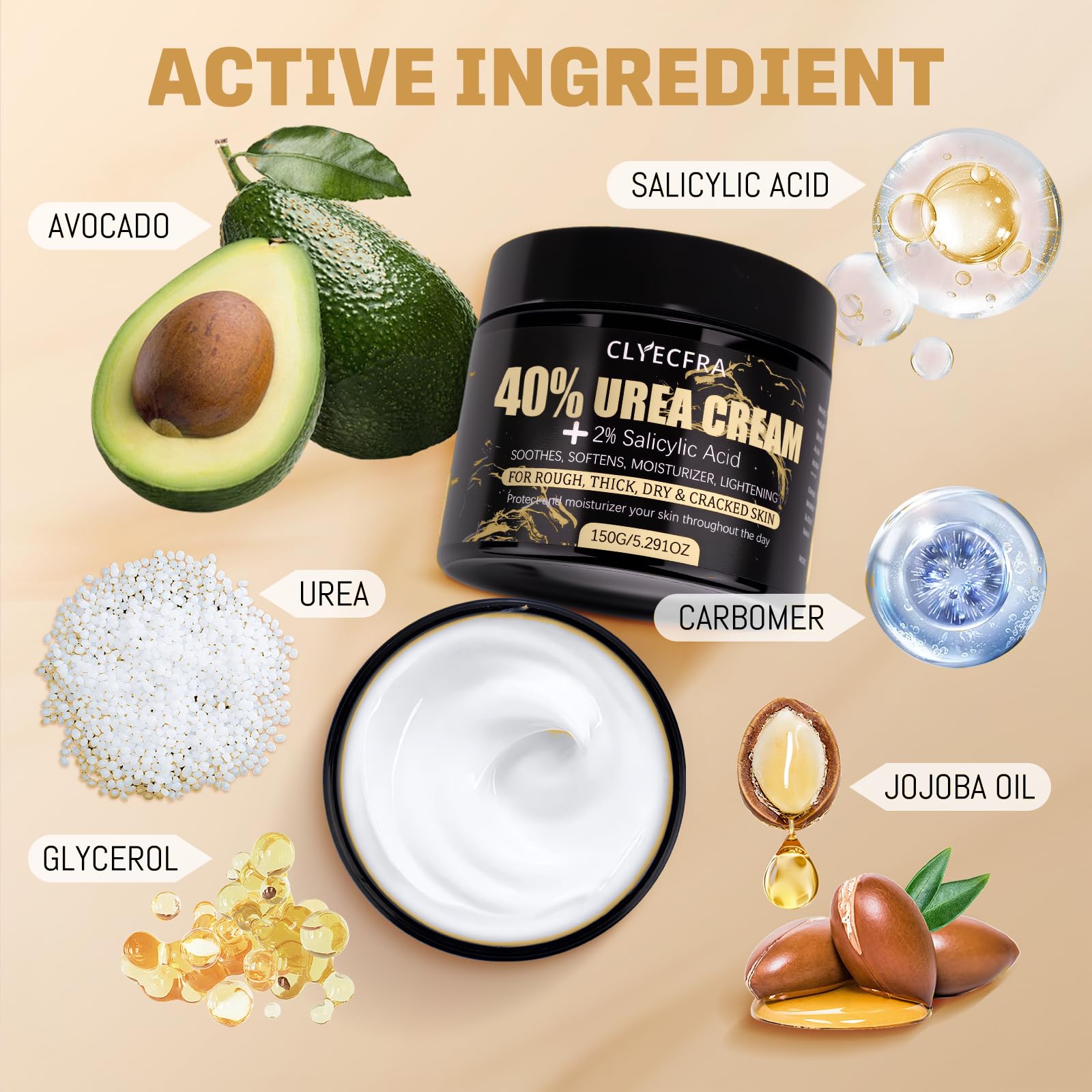 Clyecfra with salicylic acid for gentle exfoliation of rough skin.
