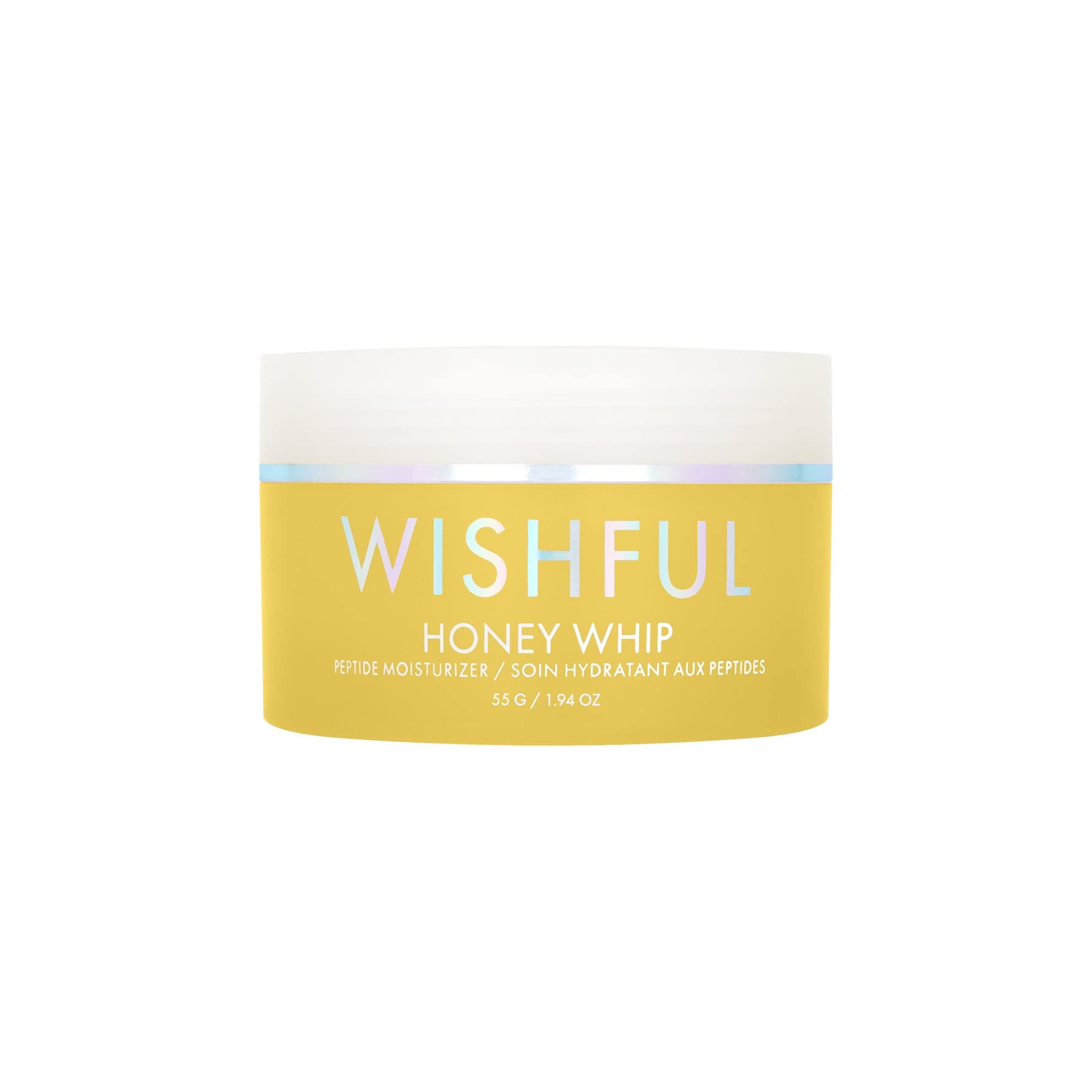 Close-up of the jar highlights whipped texture and luxe finish for smooth application.