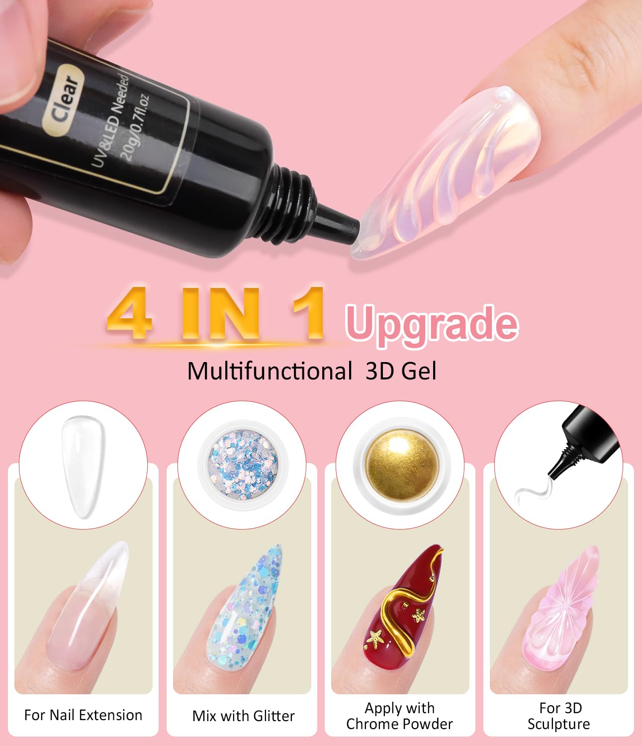 CMTQVFL 3D nail sculpting gel powder enables quick bold designs