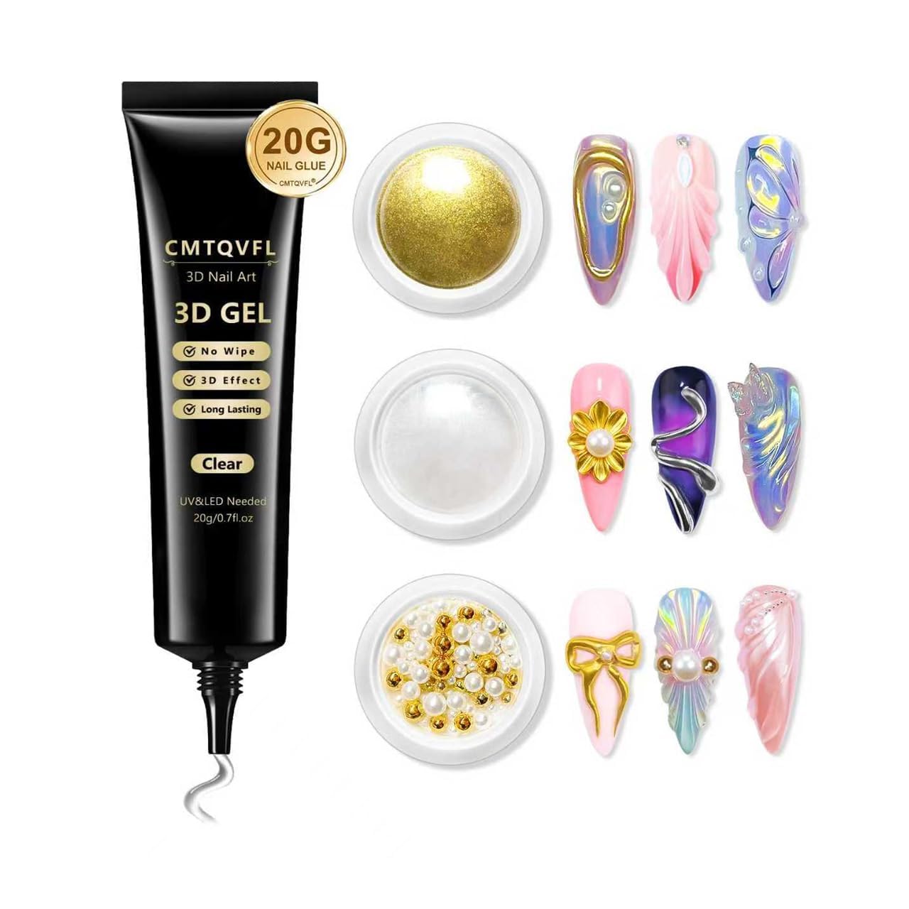 CMTQVFL gold chrome powder with a mirror finish for dazzling nails