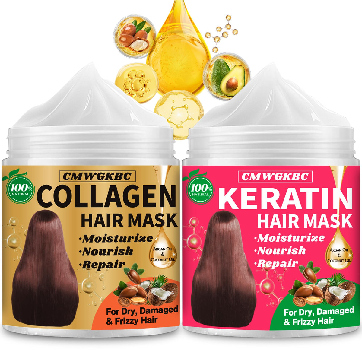 CMWGKBC collagen hair mask jar for deep hydration and elasticity.