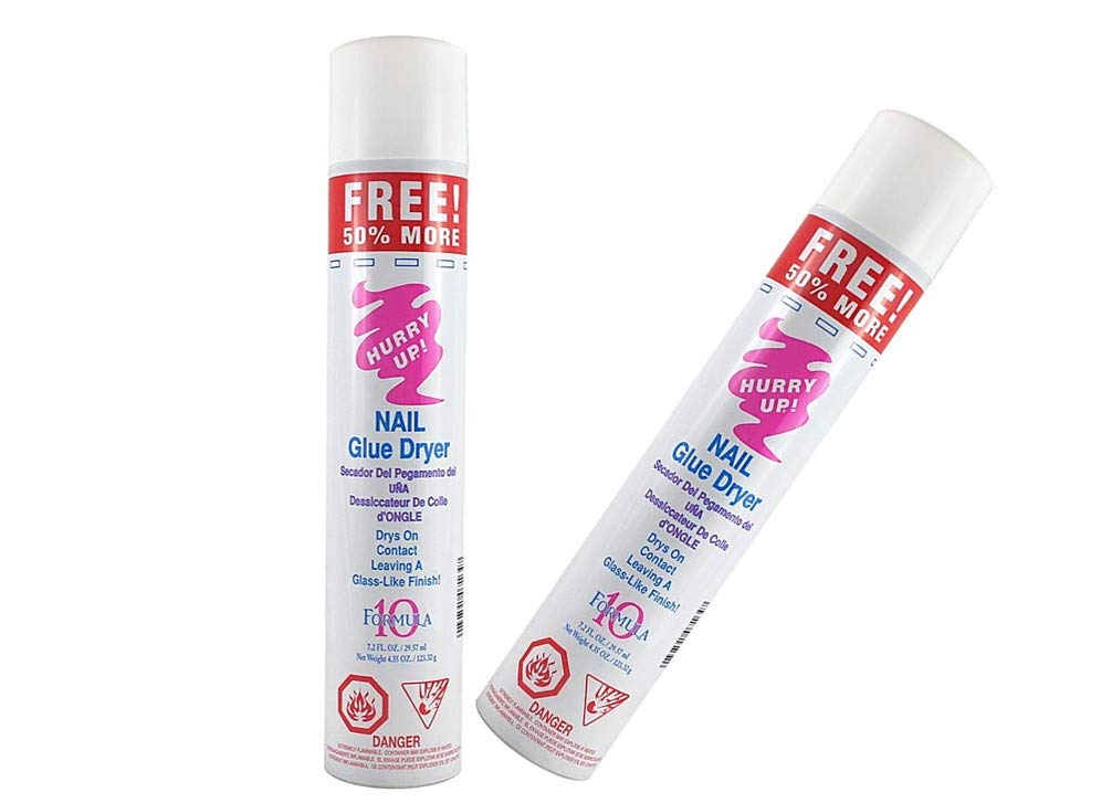 C.N nail glue dryer bottle closeup showing fast drying action for efficient manicures.