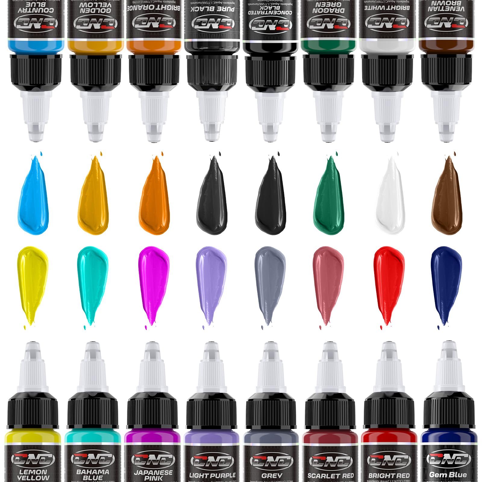 CNC Tattoo Ink Set 16 colors color palette for shading options