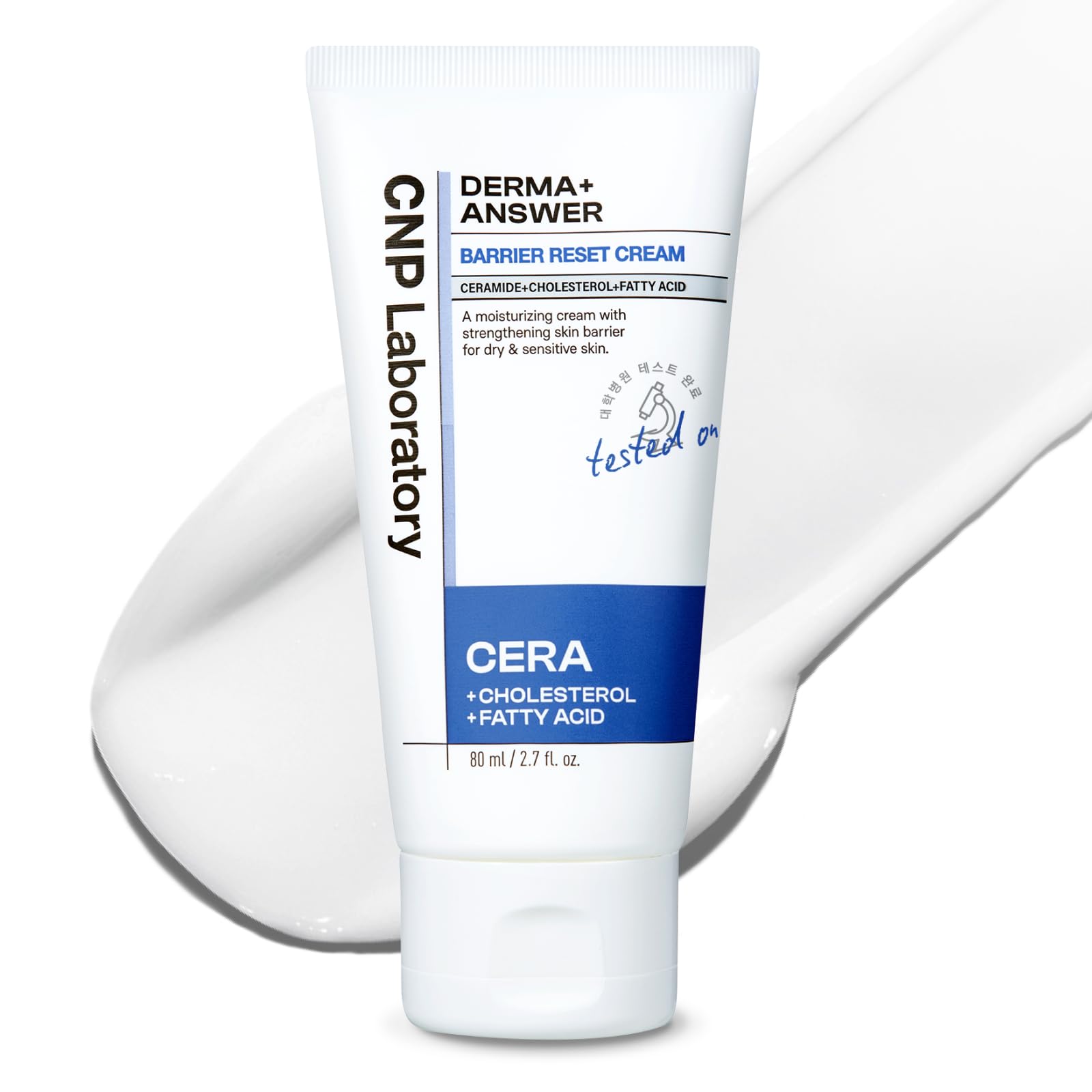 CNP Barrier Reset Cream bottle closeup highlighting premium packaging for dry, sensitive skin