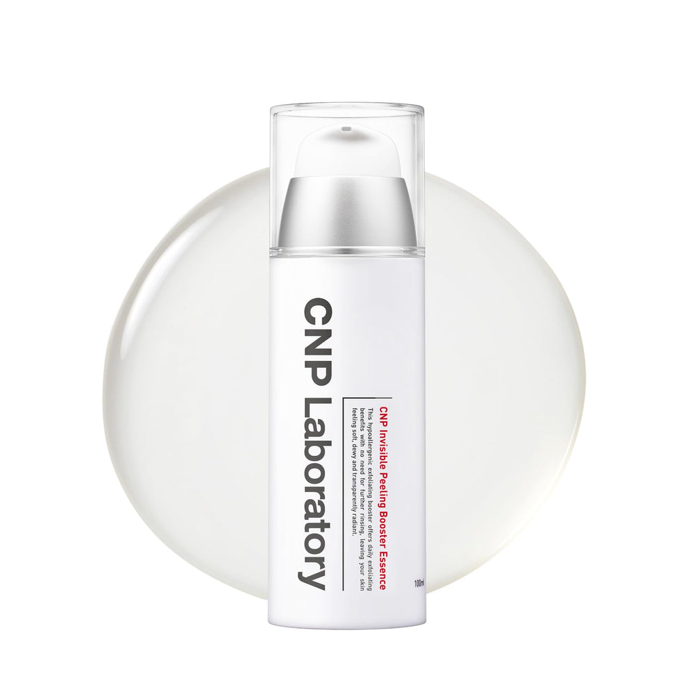 CNP Facial Polish bottle pour demonstrates gentle PHA exfoliation for sensitive skin.