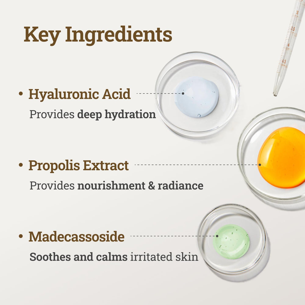 CNP Honey Glow Serum madecassoside soothing component close-up.