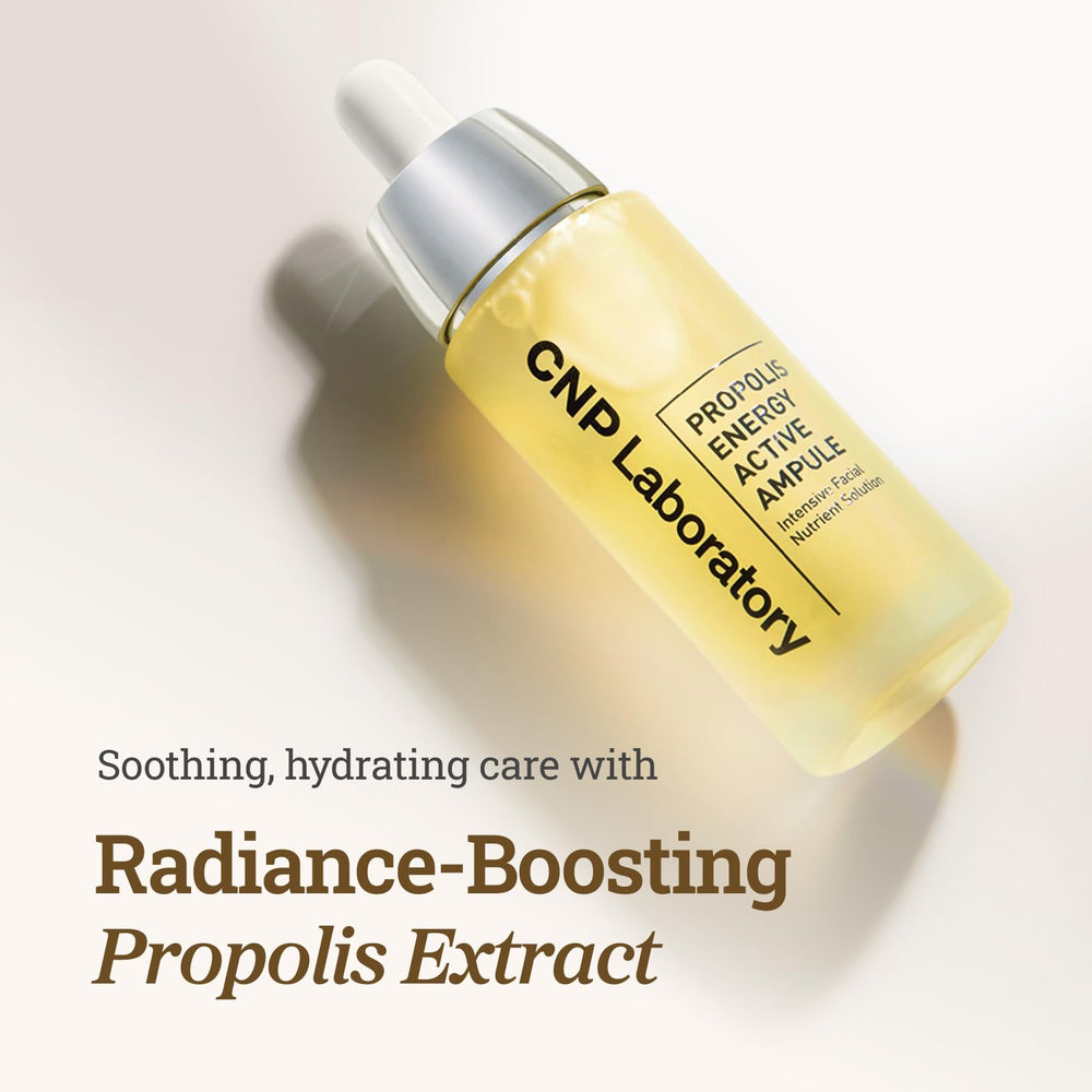 CNP Honey Glow Serum propolis close-up highlighting soothing nourishment.